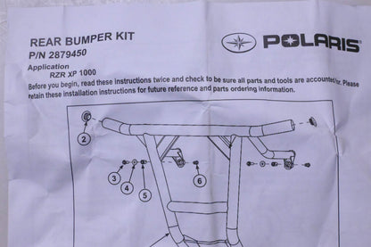New OEM Polaris 2879450-458 Black Rear Bumper NOS