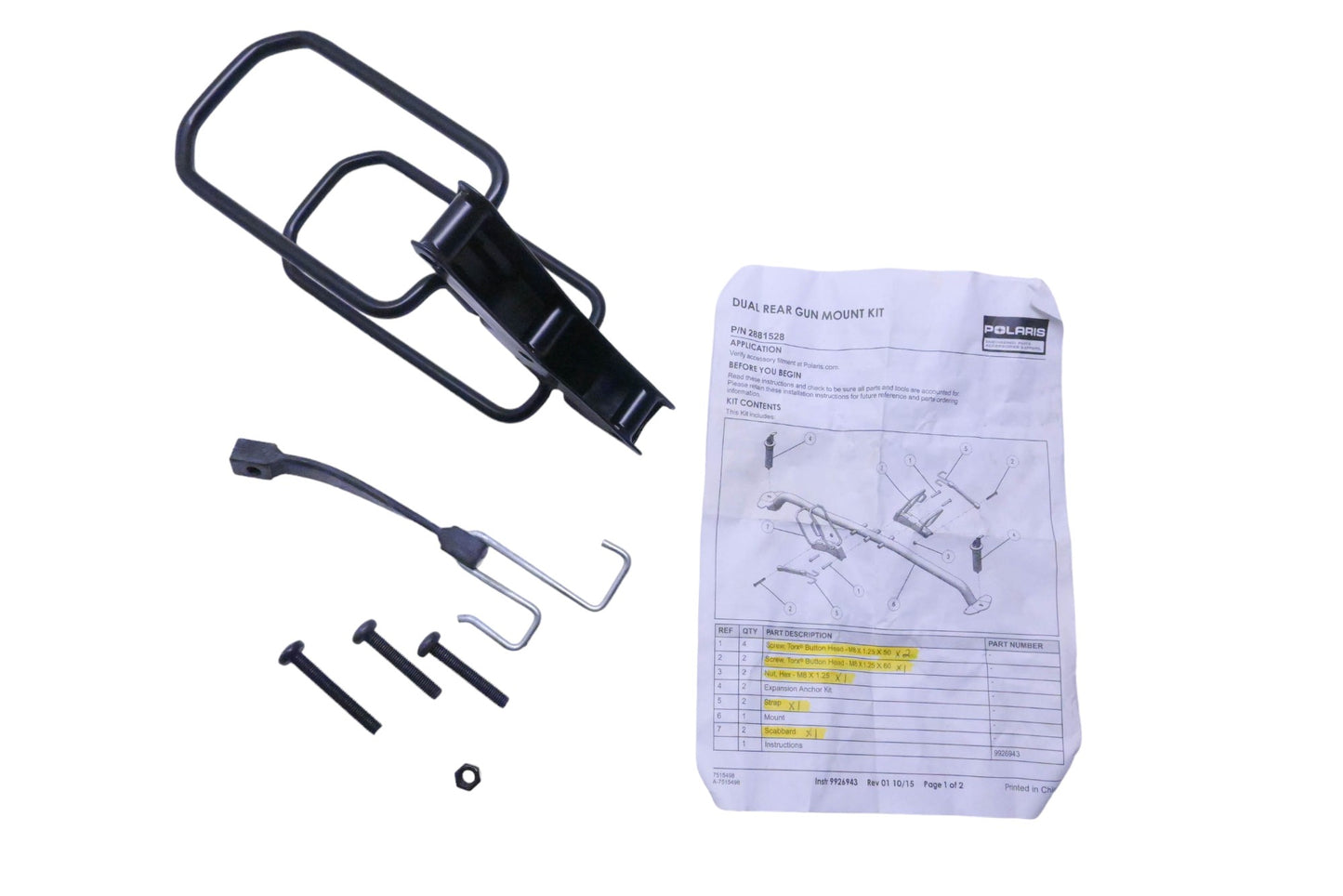 New OEM Polaris 2881528 Dual Rear Gun Mount Kit NOS