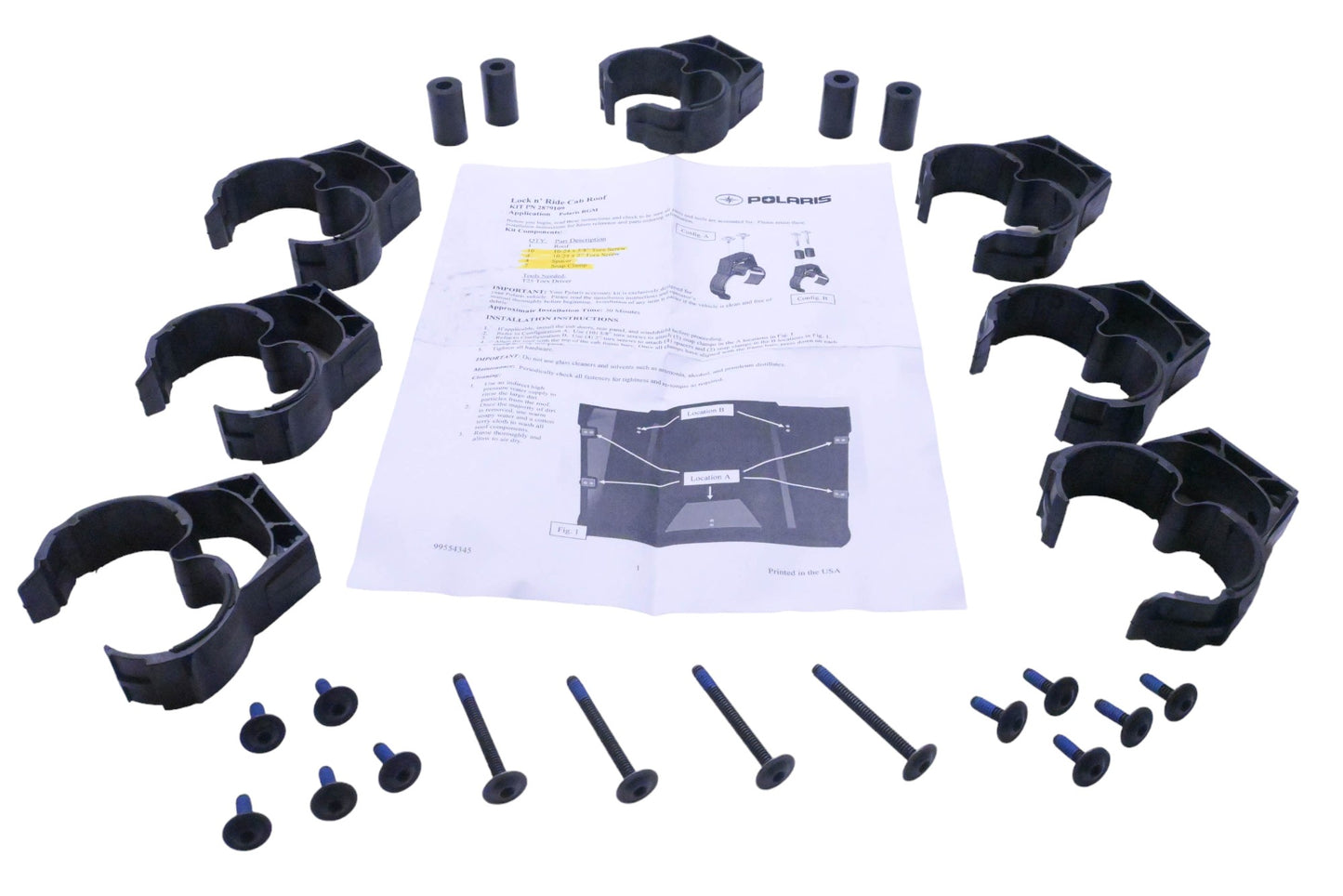 New OEM Polaris 2879109, 80401462, 804001461 Lock n' Ride Cab Roof Hardware Kit NOS