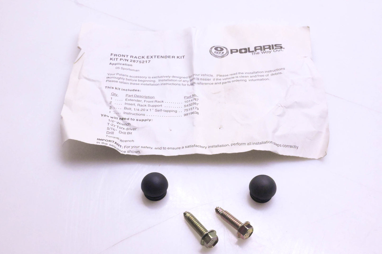 New OEM Polaris 2875217H Front Rack Hardware Kit NOS