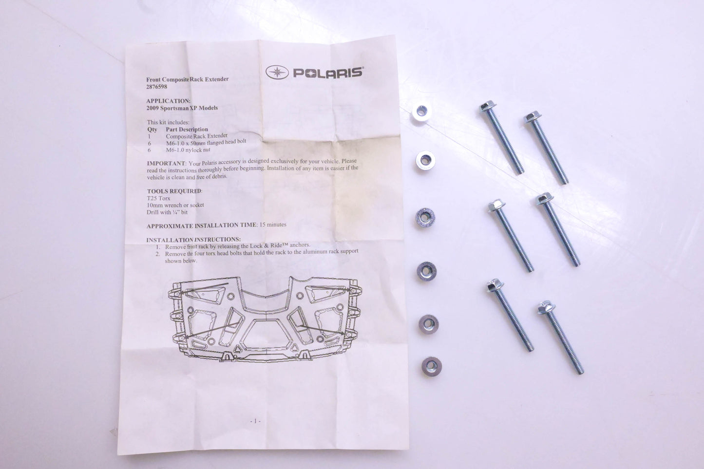 New OEM Polaris 2876598 Front Composite Rack Extender Hardware Kit NOS
