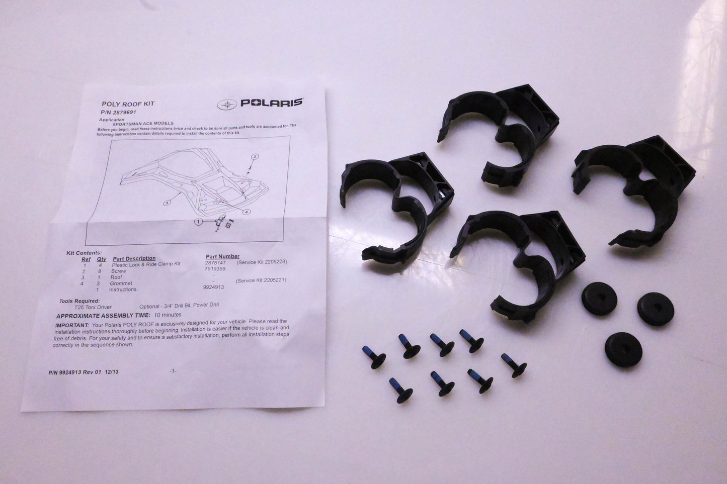 New OEM Polaris 2879691 Black Poly Sportsman Ace Roof Kit NOS