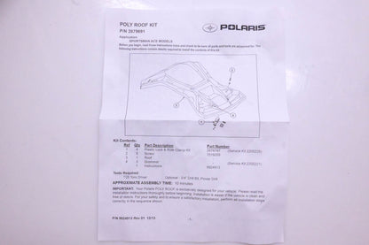New OEM Polaris 2879691 Black Poly Sportsman Ace Roof Kit NOS