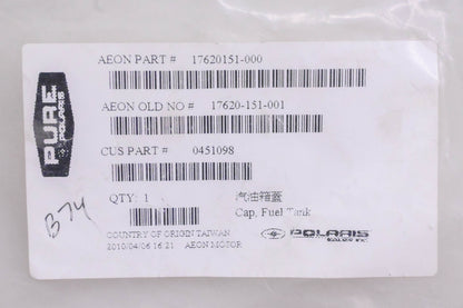 New OEM Polaris 0451098, 17620151-000, 17620-151-001 Fuel Tank Cap NOS