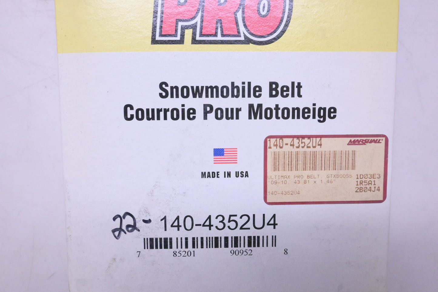 Ultimax 140-4352U4 High Performance PRO Snowmobile Belt NOS