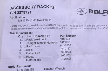 New OEM Polaris 2878721 Aluminum Snowmobile Cargo Rack NOS