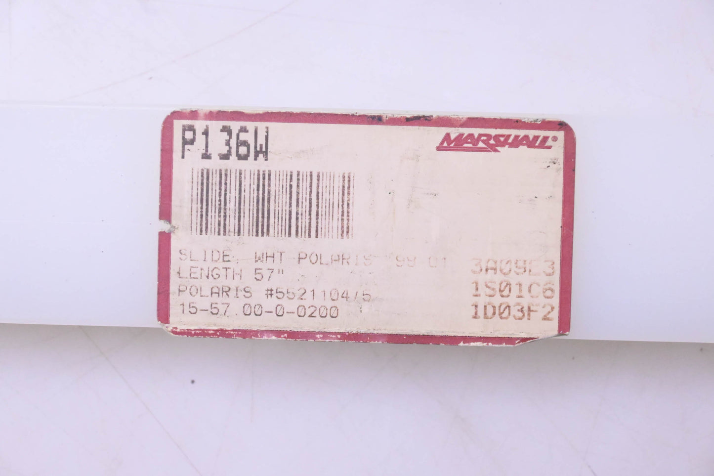 Garland 231587, 15-57 00-0-02-00 57" White Hi-Fax Slider NOS