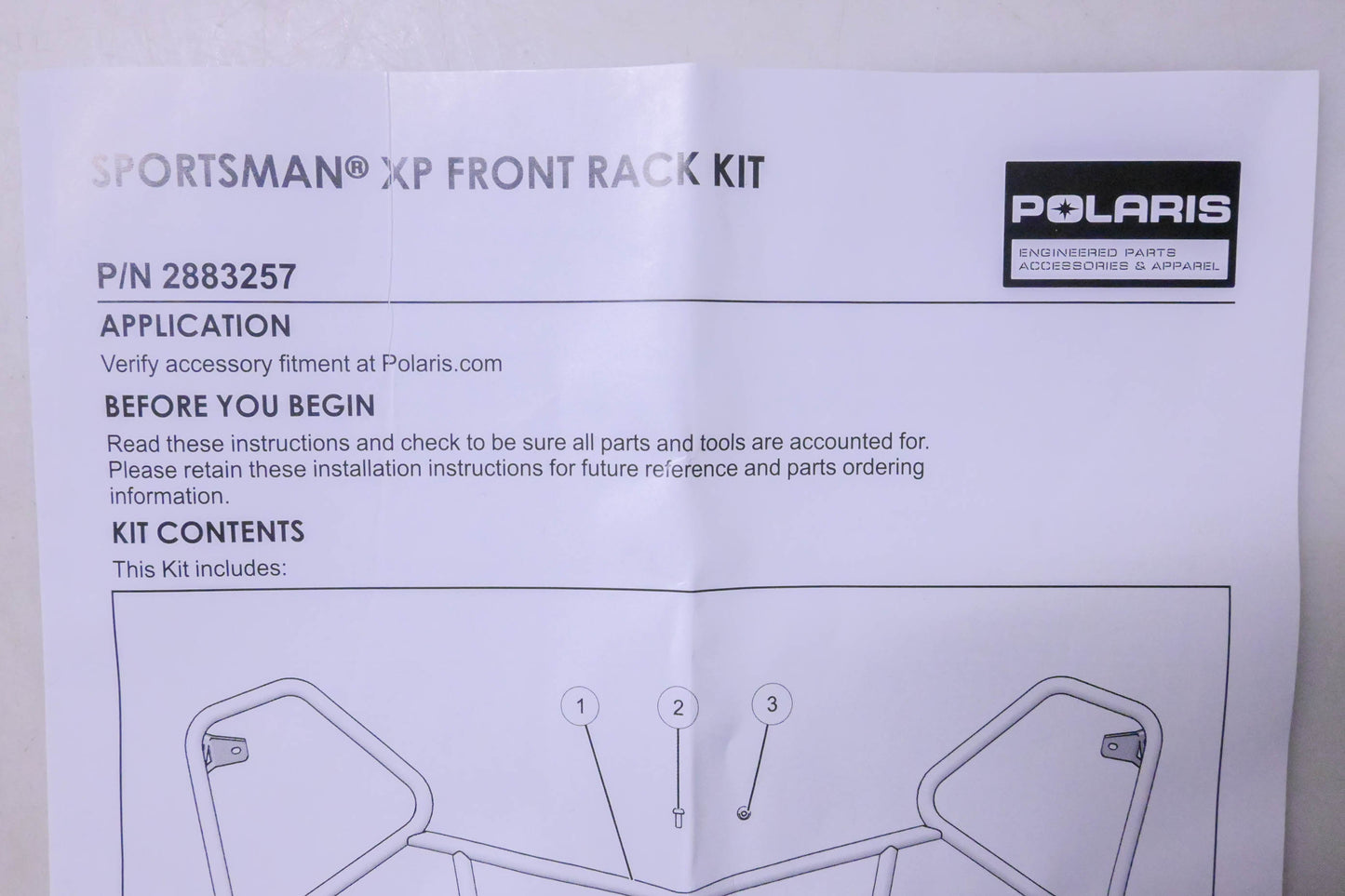 New OEM Polaris 2883257 Ultimate Front Rack Kit NOS