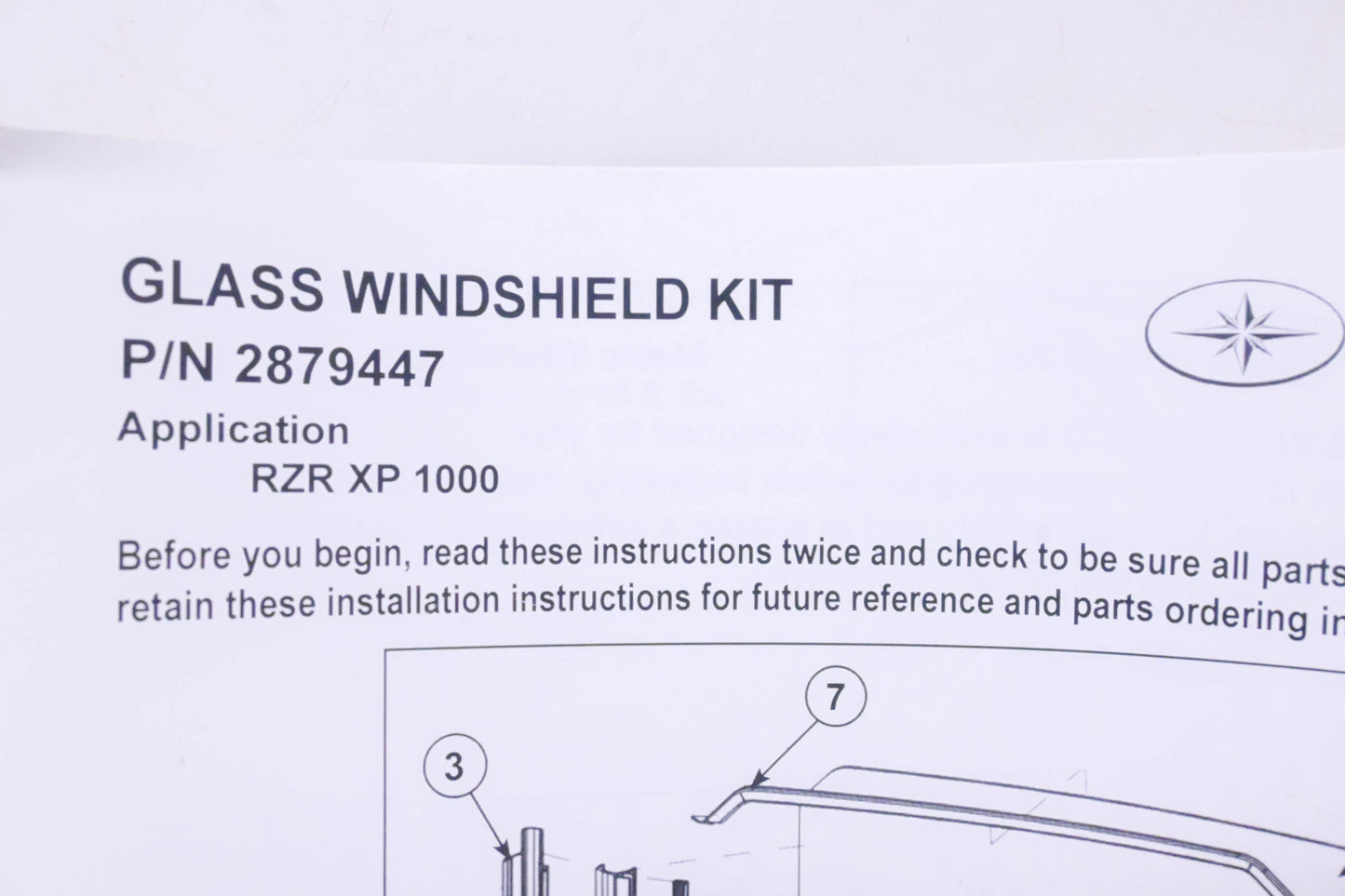 New OEM Polaris 2879447 Full Glass Windshield Kit NOS