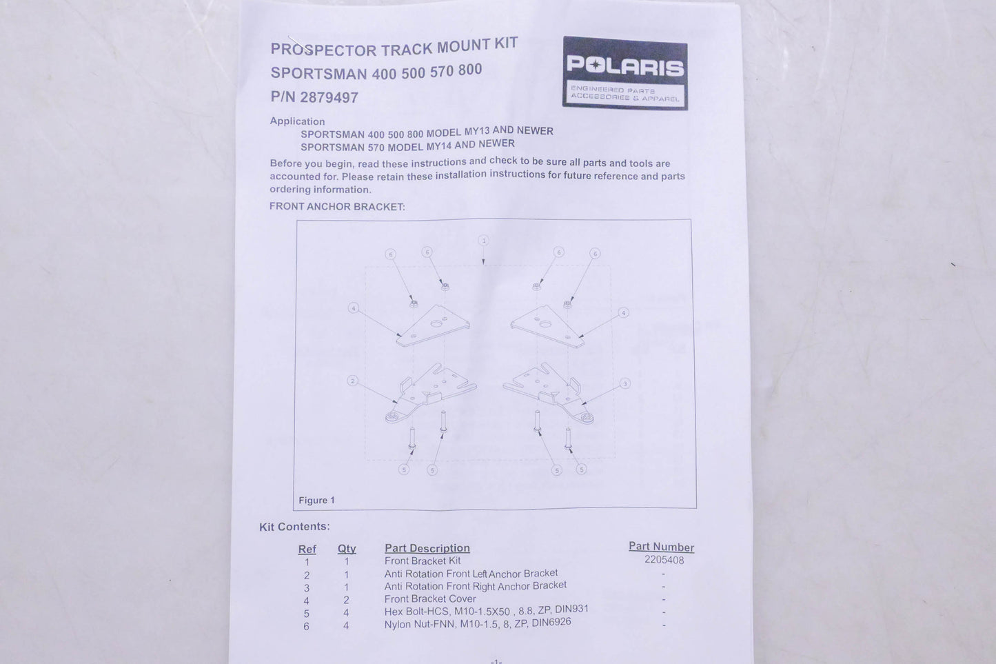 New OEM Polaris 2879497 Prospector Track Mount Kit NOS