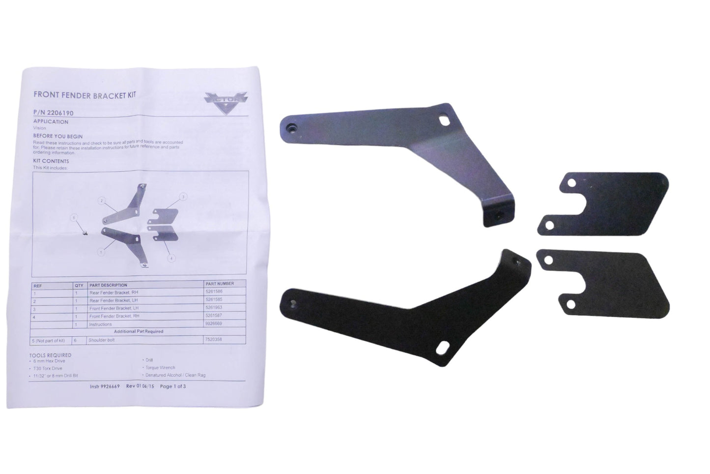 New OEM Polaris 2206190 Front Fender Bracket Kit NOS