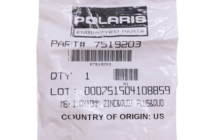 New OEM Polaris 7519203 Black Hexagon Screw M6X1.0X10MM NOS