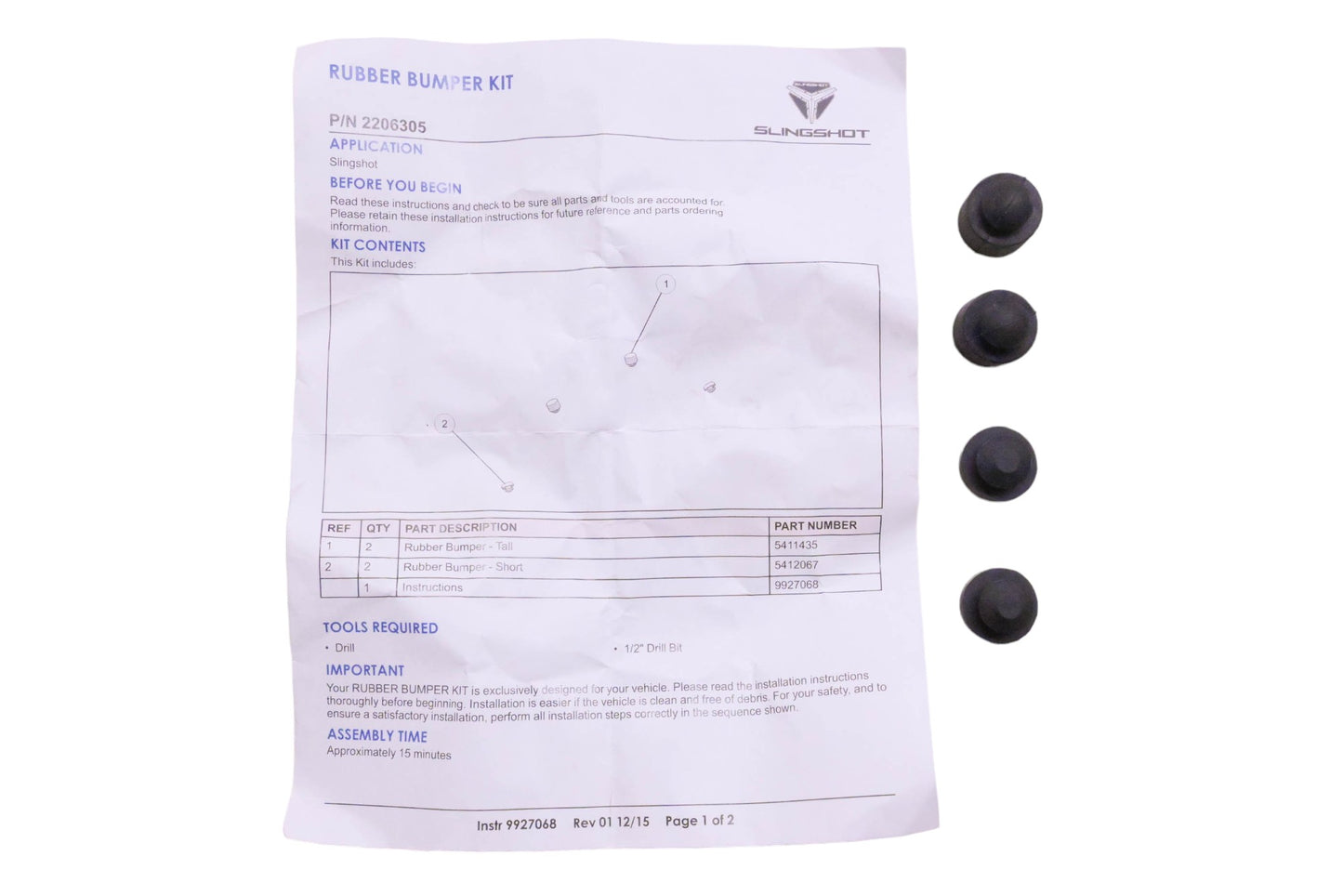 New OEM Polaris 2206305 Rubber Bumper Kit NOS
