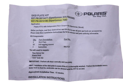 OEM Polaris 2873477, PP2874196-070 Black Skid Plate Kit