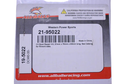 All Balls Racing 19-5022, 21-95022, C-1522 21mm x78mm x 93mm CV Boot Repair KitNOS