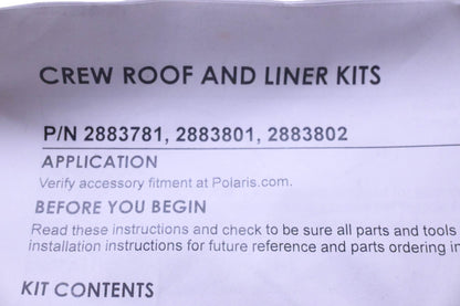 New OEM Polaris 2883781 Black 4-Seat Poly Hard Coat Sport Roof NOS
