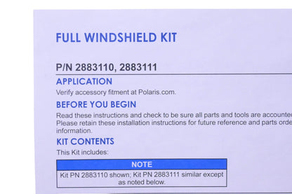 New OEM Polaris 2883110 Hard Coated Poly Lock & Ride Full Windshield NOS