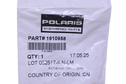 New OEM Polaris 1910958 Banjo Bolt 10 mm x 1.25-6G NOS