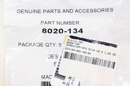 New OEM Arctic Cat 8020-134 Hex Flange 5/16-18 x 1.25 Screws Qty 2 NOS