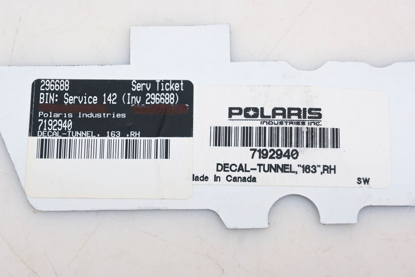 New OEM Polaris 7192940 Right Tunnel 163 Decal NOS