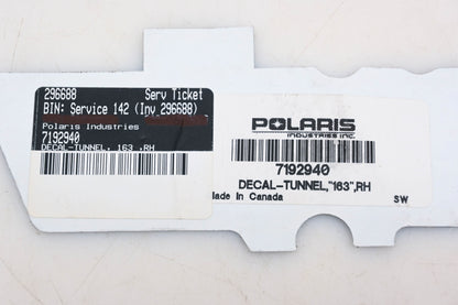 New OEM Polaris 7192940 Right Tunnel 163 Decal NOS
