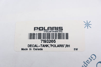 New OEM Polaris 7193205 Righthand Tank Decal NOS