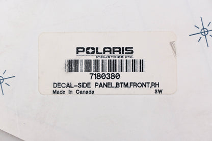 New OEM Polaris 7180380 Righthand Front Bottom Side Panel Decal NOS