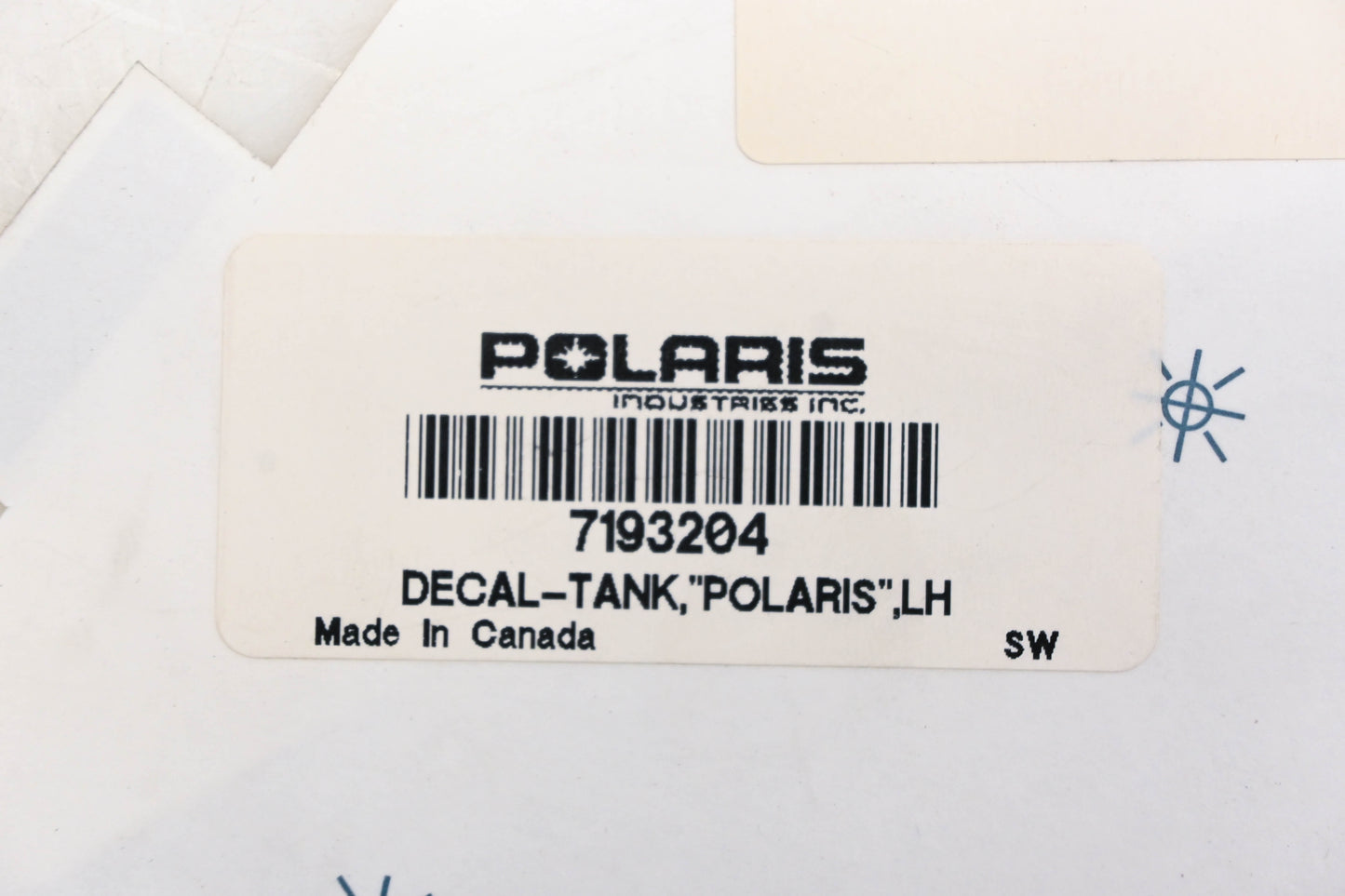 New OEM Polaris 7193204 Lefthand Tank Decal NOS