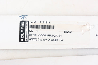 New OEM Polaris 7191313 Righthand Rear Door Top Decal NOS