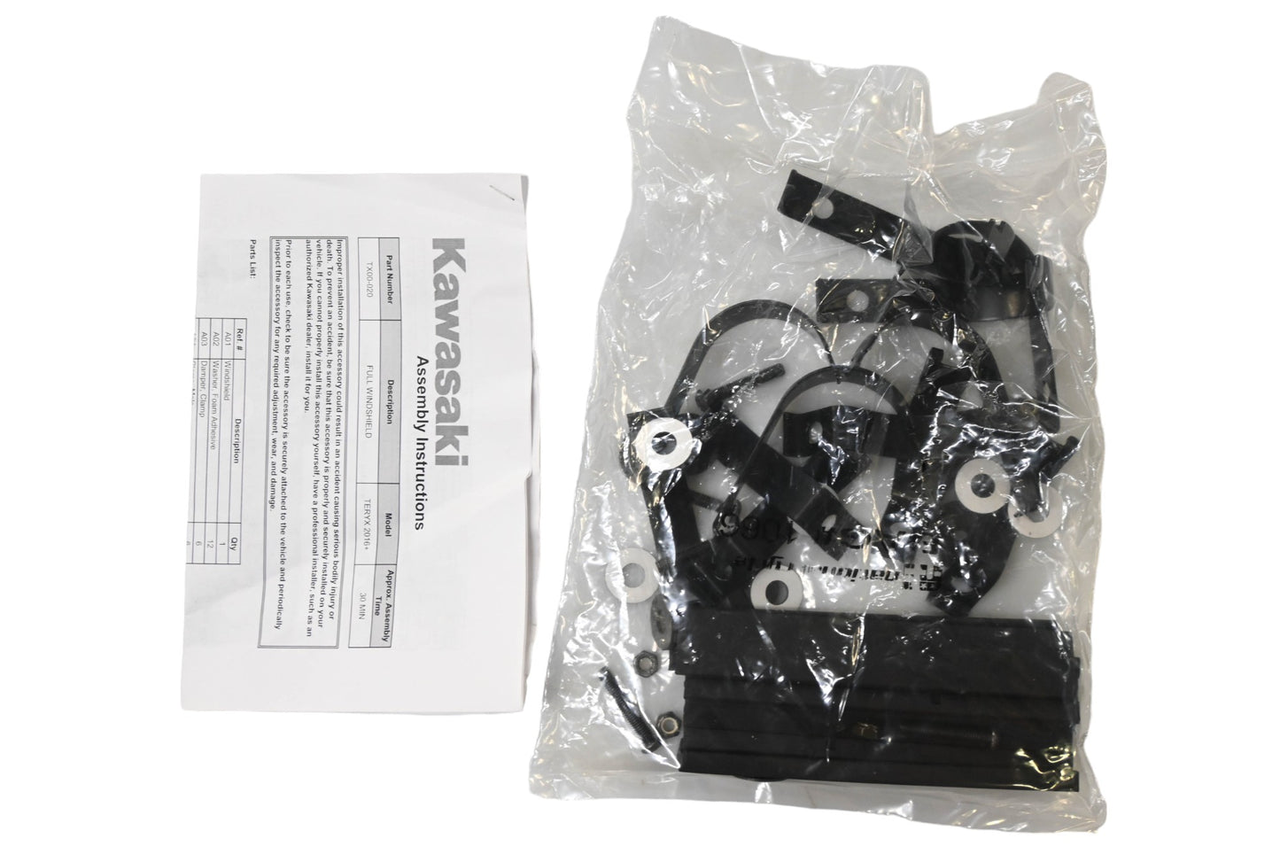 New OEM Kawasaki TX000-20 Poly Full Windshield Kit NOS