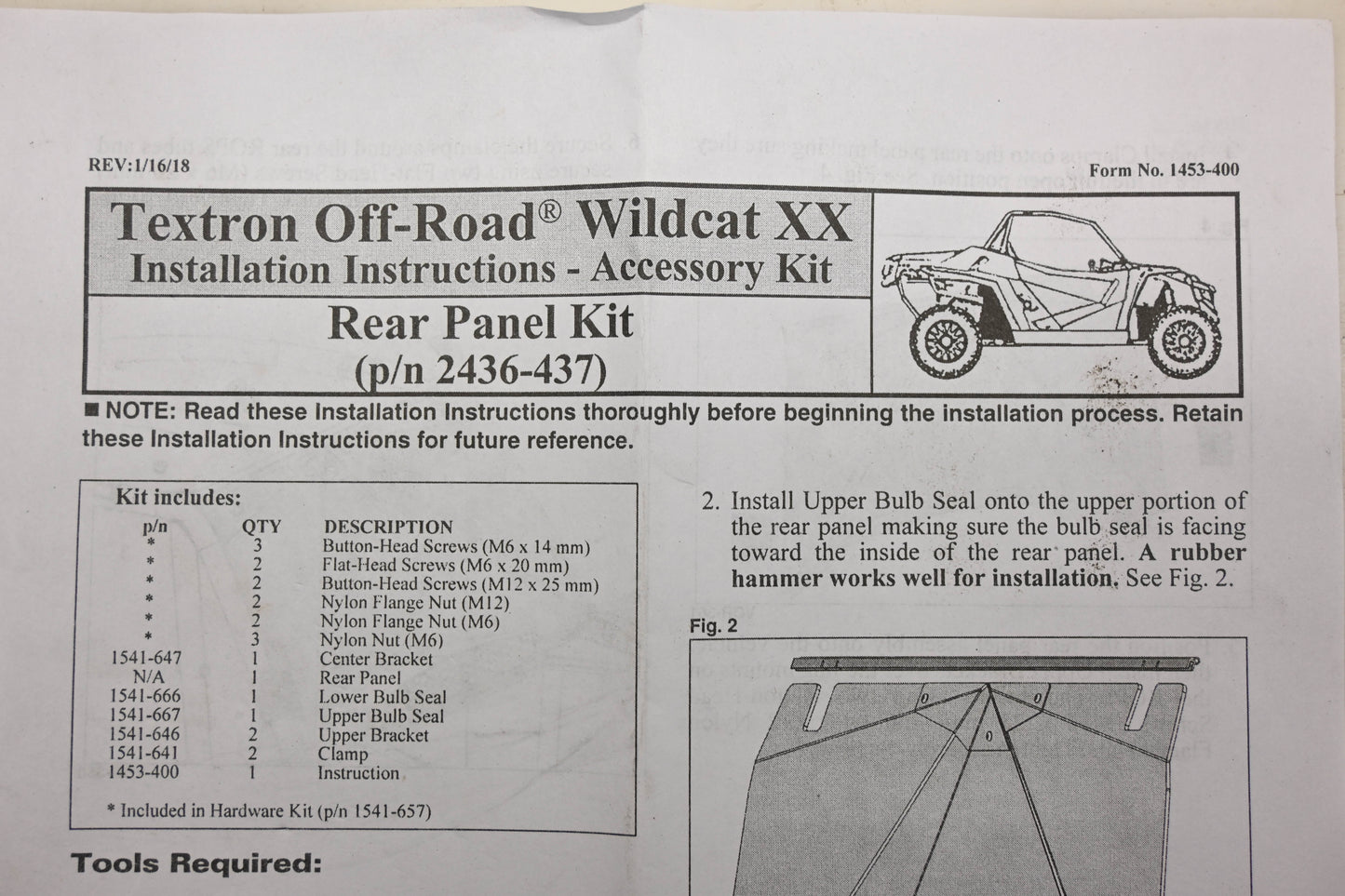 New OEM Arctic Cat 2436-437 Poly Rear Window Panel Kit NOS