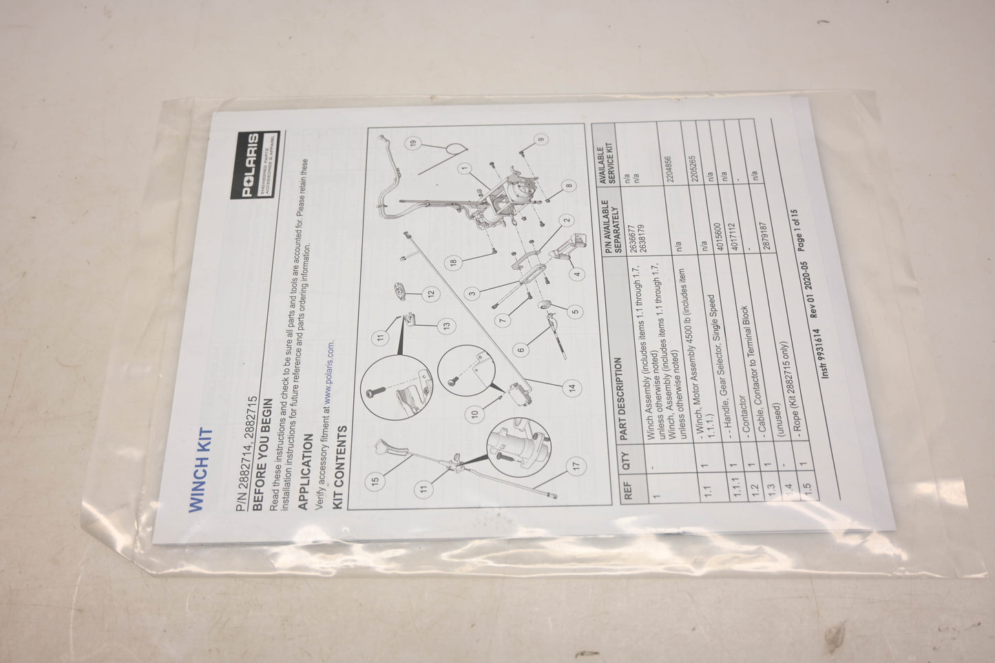 New OEM Polaris 2882714 Heavy Duty 4500lb Winch Kit NOS