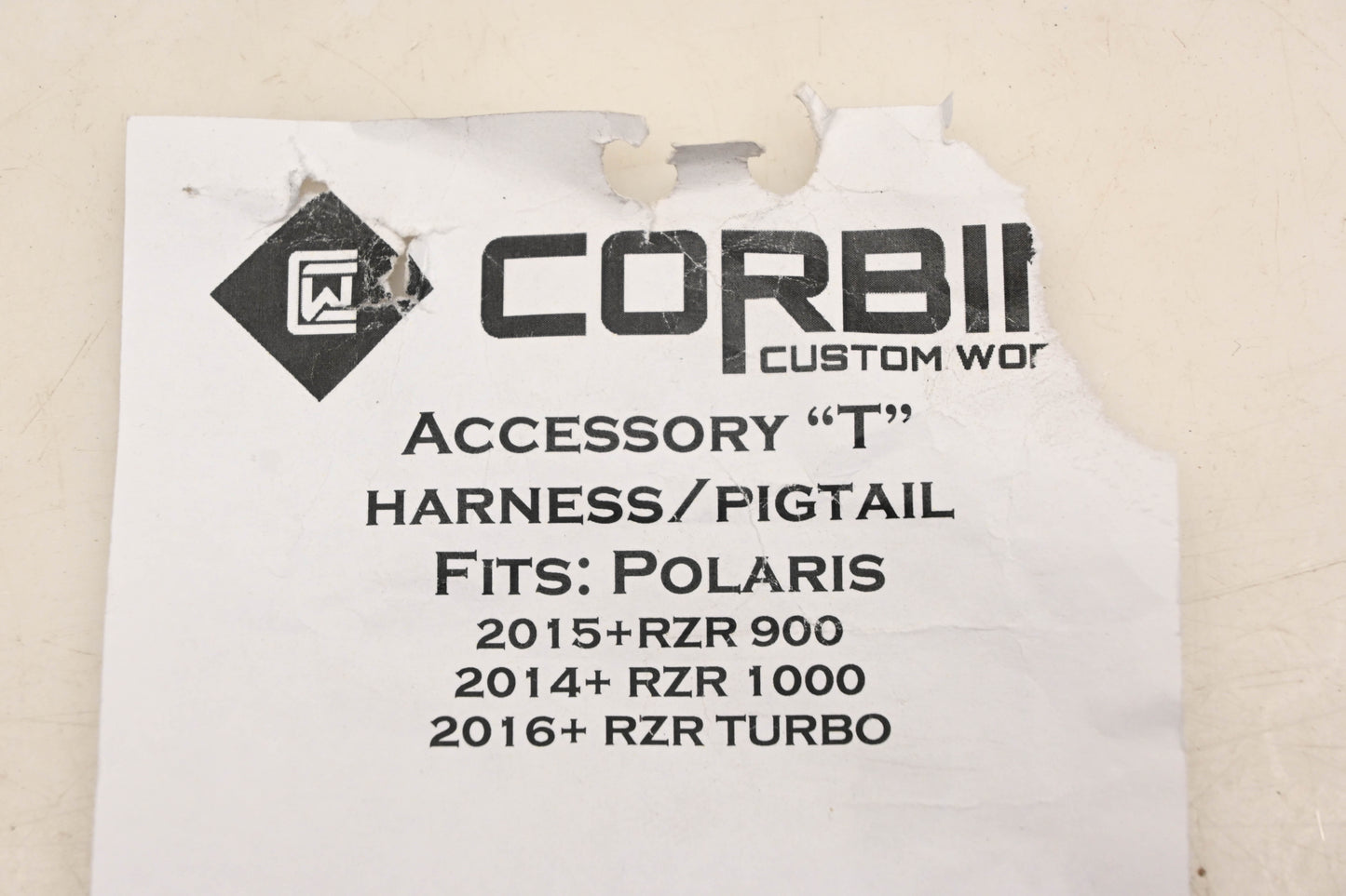 Corbin RZRPT Polaris RZR Accessory T Pigtail Harness Kit NOS