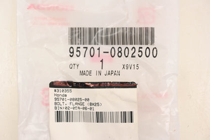 New OEM Honda 95701-0802500 Hex Flange 8x25 Bolt NOS