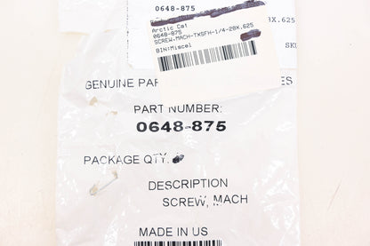 New OEM Arctic Cat 0648-875 Machine Screw NOS