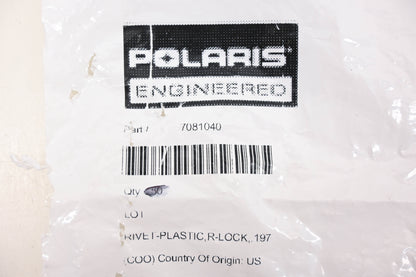 New OEM Polaris 7081040 Black Plastic R-Lock Rivets Qty 6 NOS