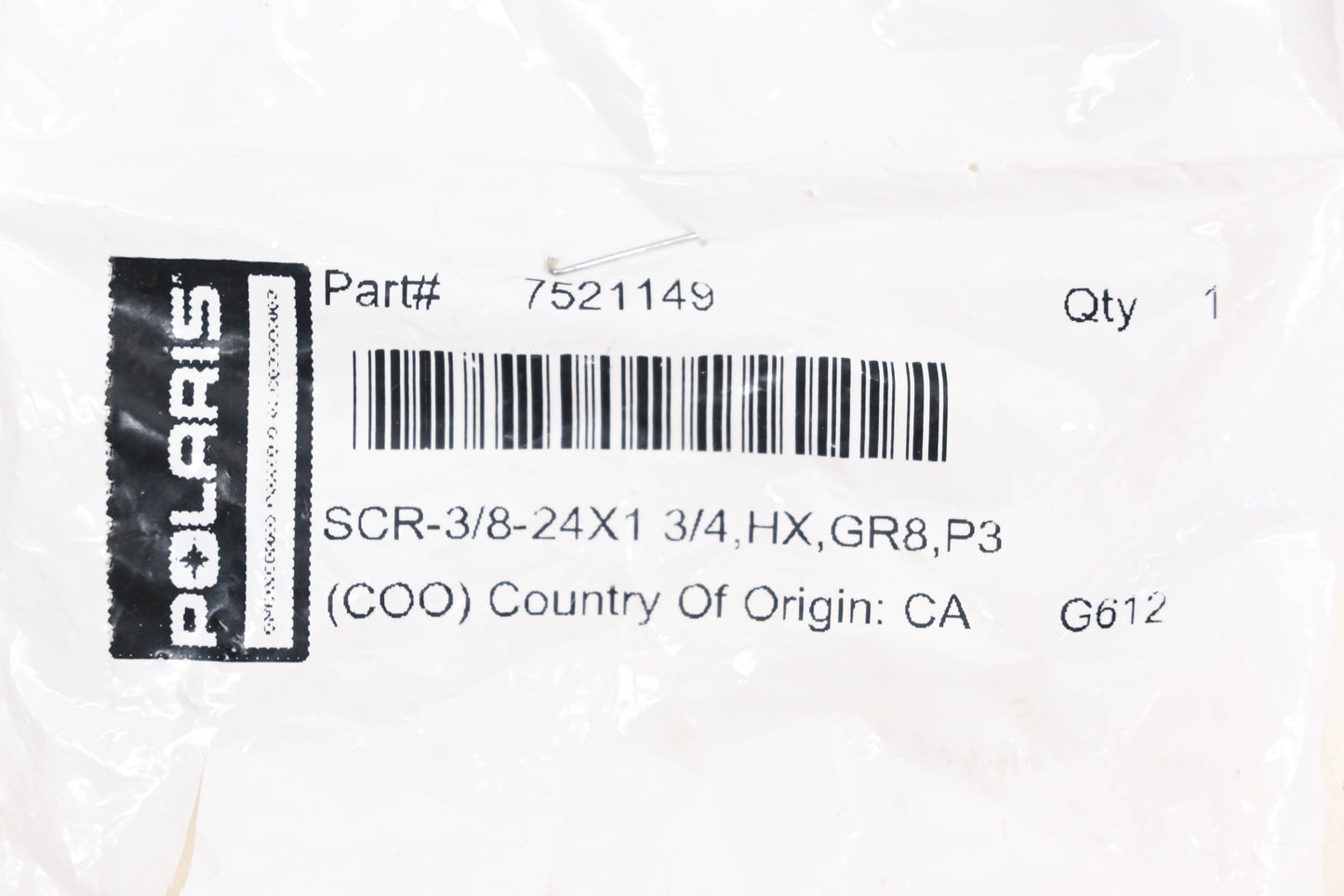 New OEM Polaris 7521149 Hex Head 3/8-24 x 1-3/4 Screws Qty 2 NOS