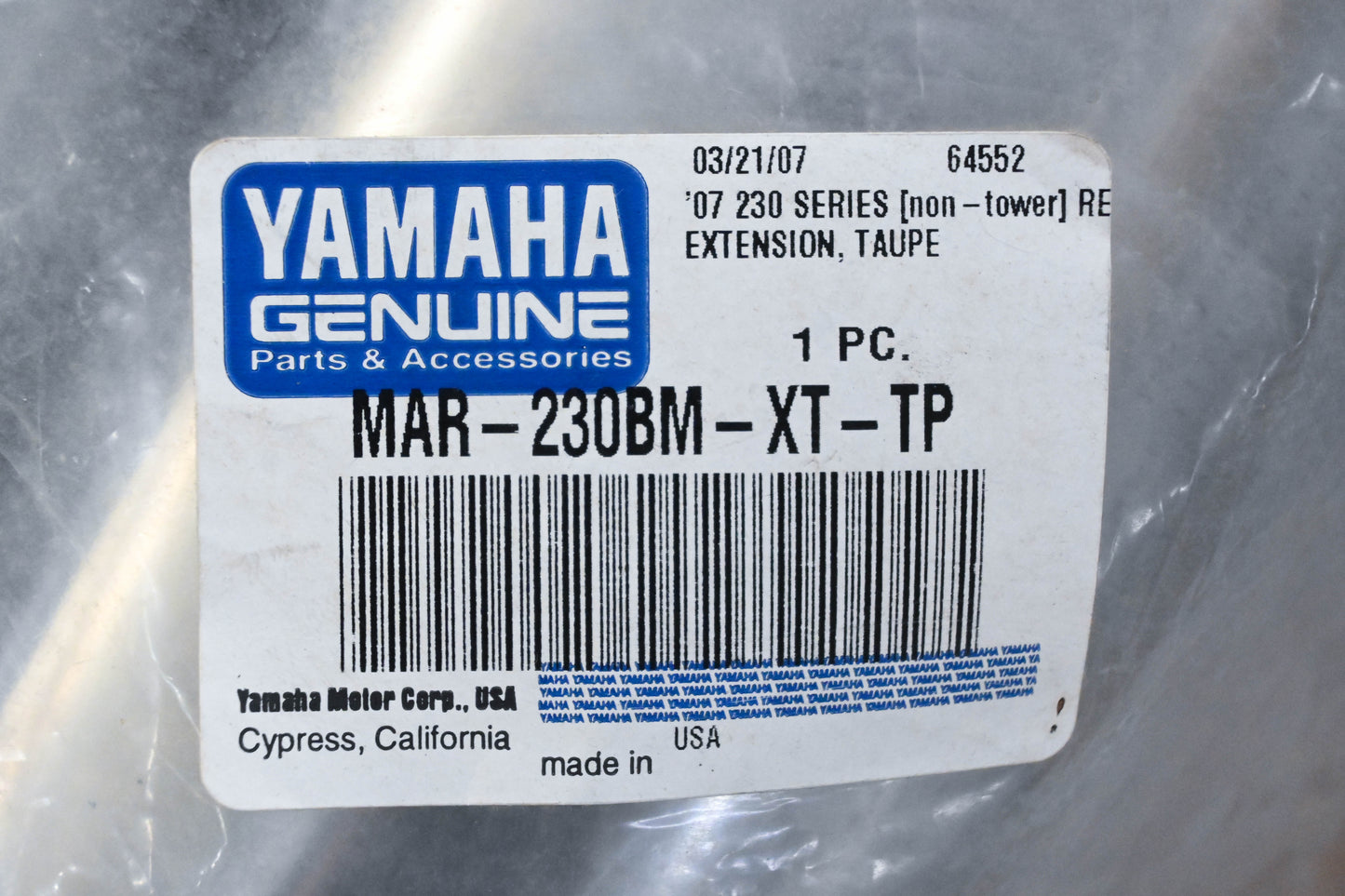 New OEM Yamaha MAR-230BM-XT-TP 2007 230 Series Non-Tower Extension Taupe Cover Kit NOS
