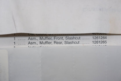 New OEM Polaris 1261264, 1261265 2003 Victory Vegas Competition Front/Rear Slashcut Muffler Kit NOS