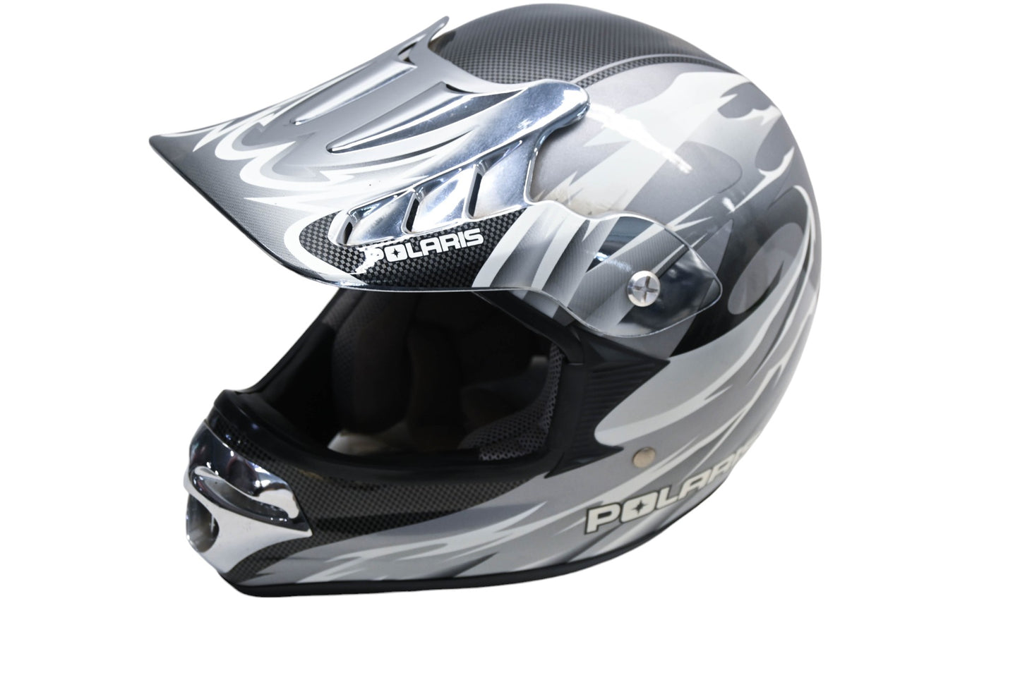 New OEM Polaris 285345902 Silver Vertical MX Helmet Small 55-56cm NOS