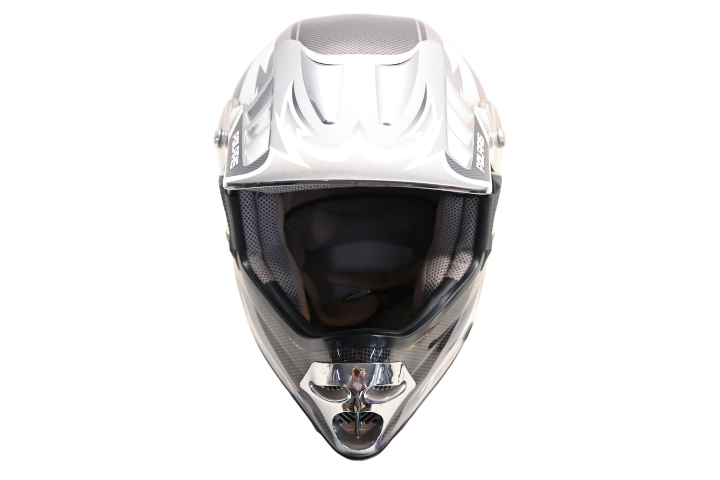 New OEM Polaris 285345902 Silver Vertical MX Helmet Small 55-56cm NOS
