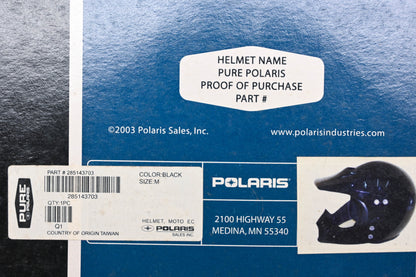 New OEM Polaris 285143703 Black Moto EC Helmet Medium NOS