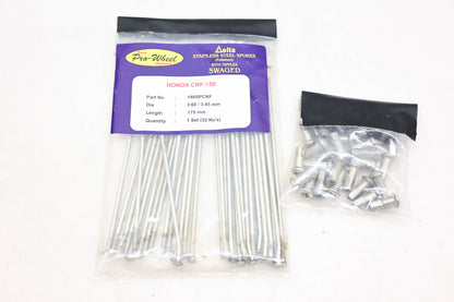 Delta 166SPCRF Honda CRF-150 212mm Polished Stainless Steel Spoke Kit NOS