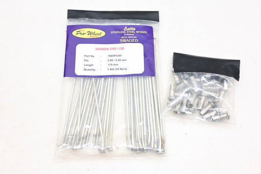 Delta 166SPCRF Honda CRF-150 212mm Polished Stainless Steel Spoke Kit NOS