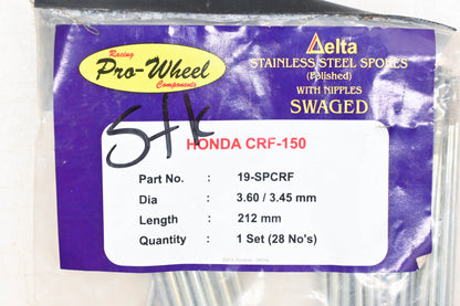 Delta 19-SPCRF Honda CRF-150 175mm Polished Stainless Steel Spoke Kit NOS