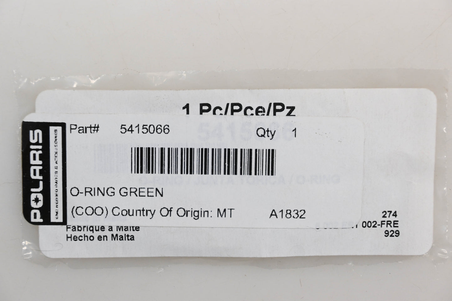 New OEM Polaris 5415066 Green Fuel Injector O-Ring NOS