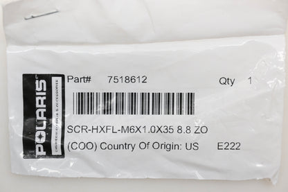 New OEM Polaris 7518612 Hex Flange Screw M6x1.0x35 8.8 ZO NOS