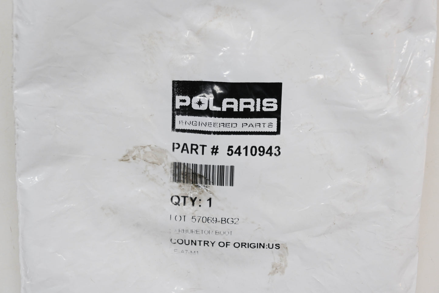New OEM Polaris 5410943 Carburetor Boot NOS