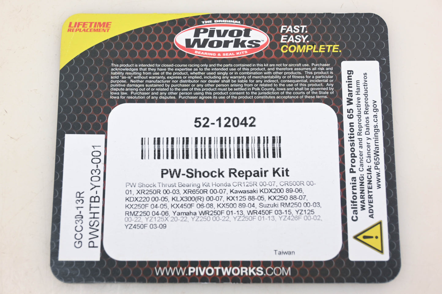 Pivot Works 52-12042, PWSHTB-Y03-001 Shock Thrust Bearing Kit NOS