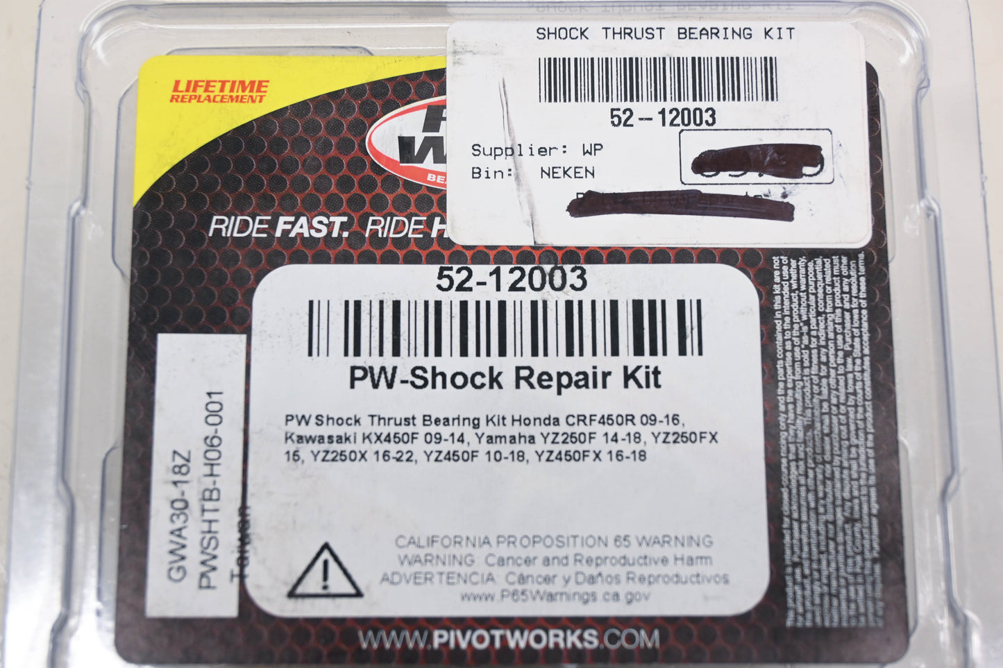 Pivot Works 52-12003, PWSHTB-H03-001 Shock Thrust Bearing Kit NOS